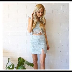 Blue Lace J.O.A Two Piece Skirt & Crop Top